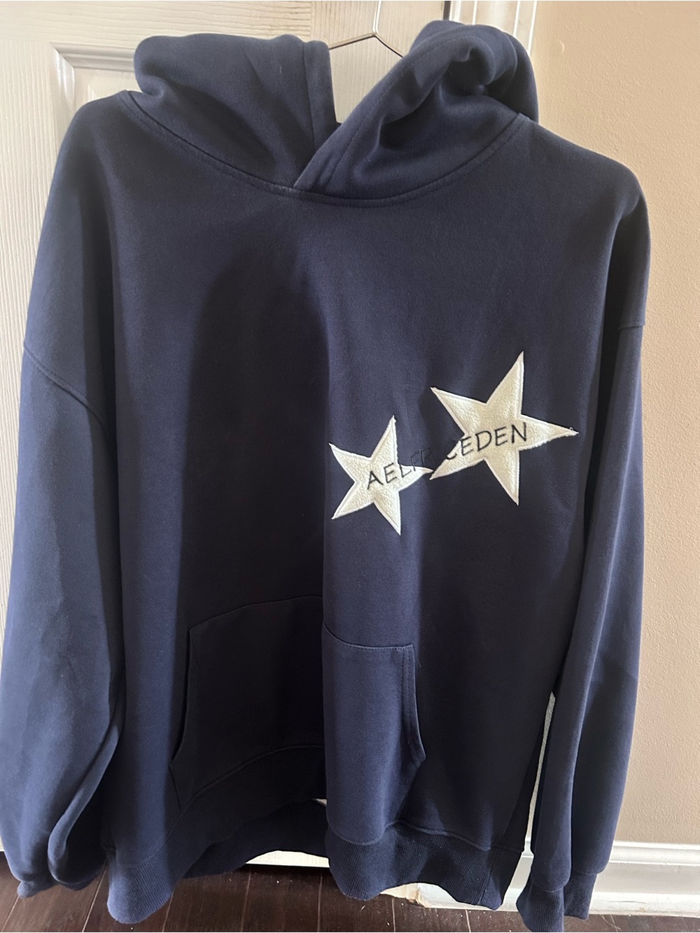 Aelfric Eden navy blue hoodie with white label size small